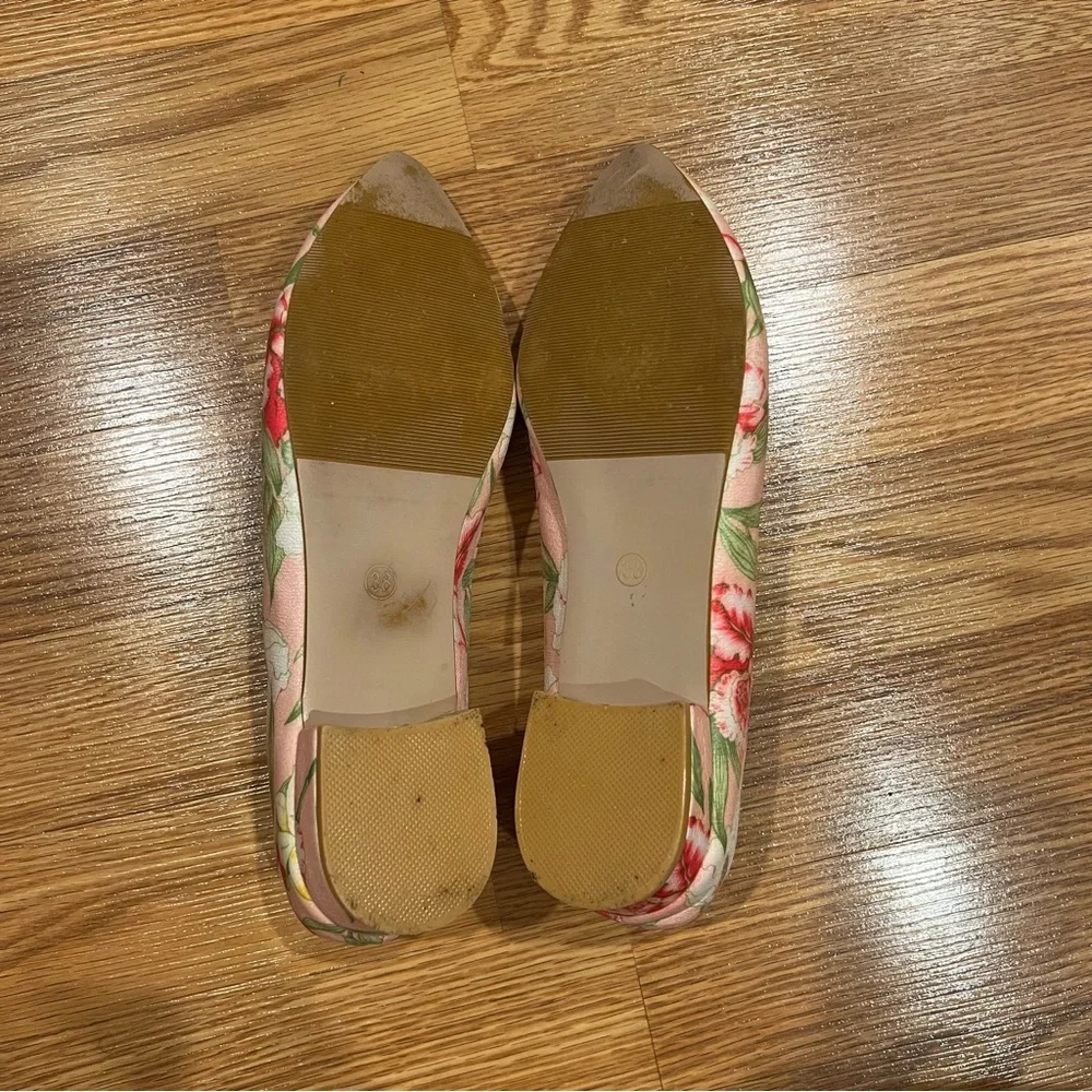 LL Tong Paris Pink‎ Leather floral print Ballet Flats size 38